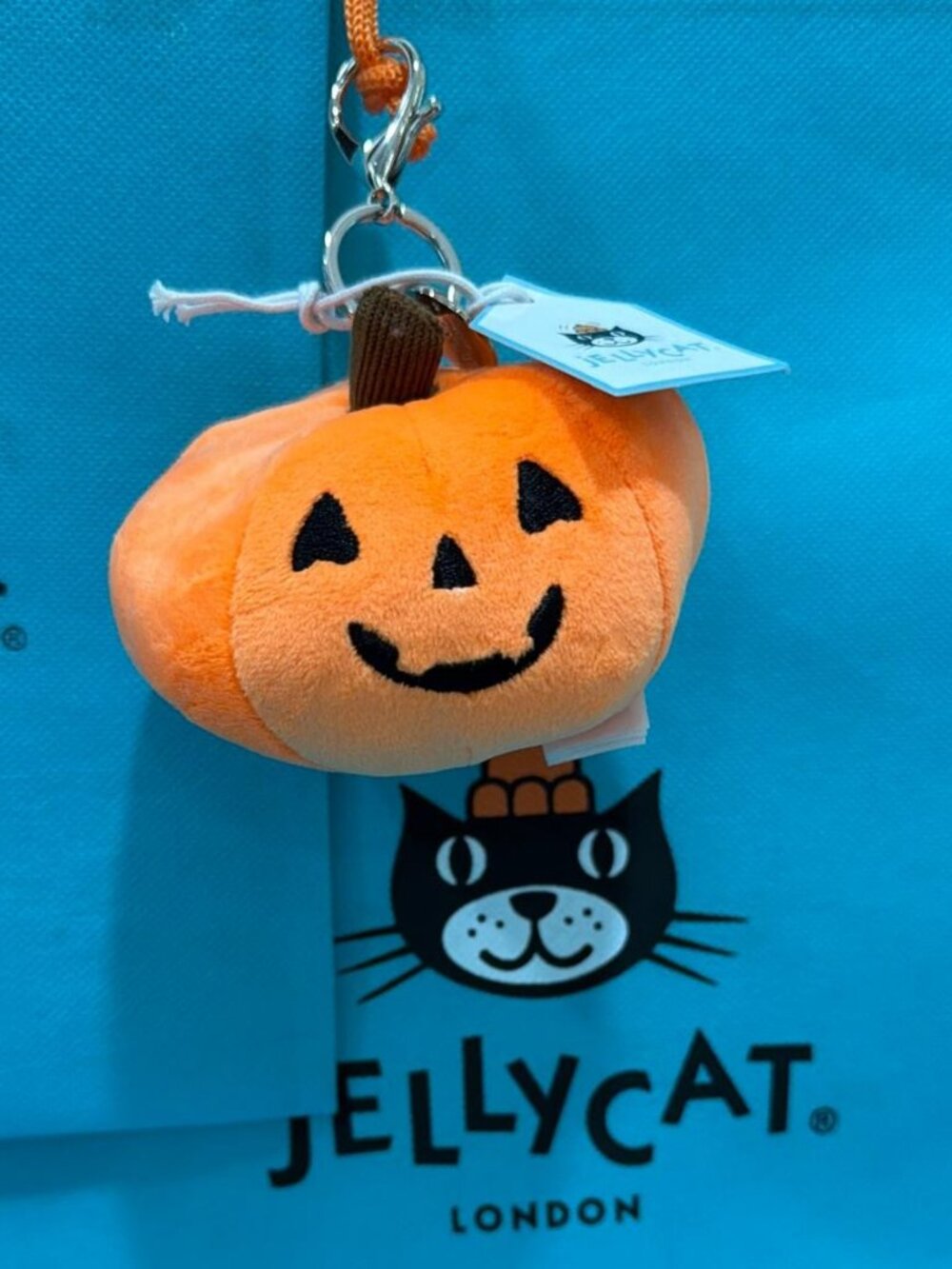 NWT Jellycat Ooky Jack O Lantern Pumpkin Bag Charm Plush Keychain
